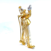 YVEL Pearl and Multi gemstone Clown Brooch in 18K Yellow Gold and White Gold