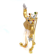 YVEL Pearl and Multi gemstone Clown Brooch in 18K Yellow Gold and White Gold