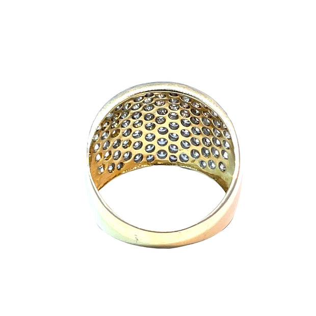 14k Yellow Gold 3.39 Carat Diamond Cluster Band Ring