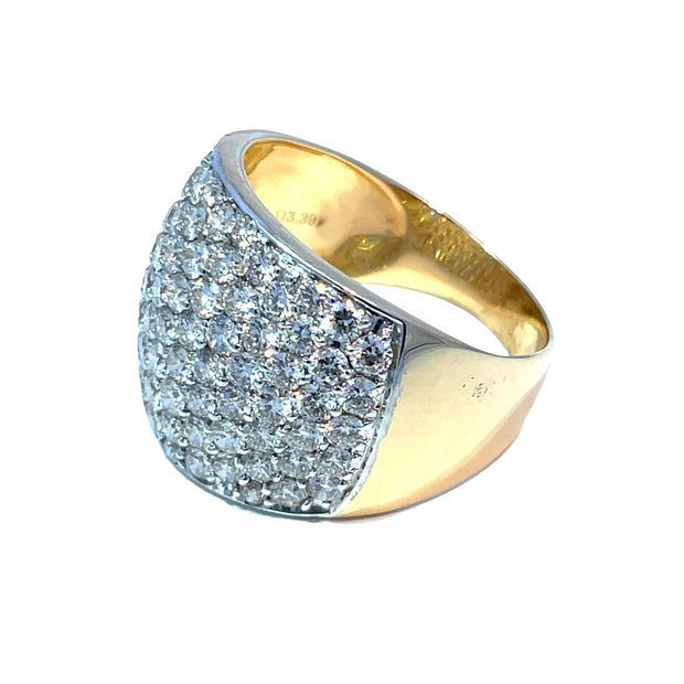 14k Yellow Gold 3.39 Carat Diamond Cluster Band Ring