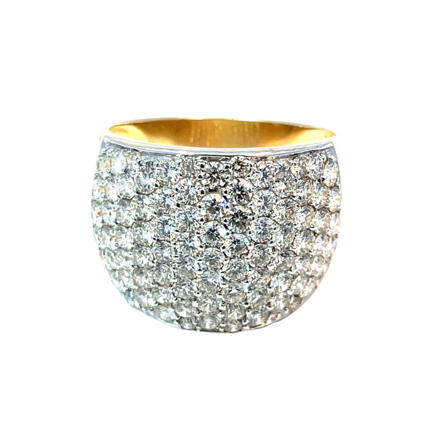 14k Yellow Gold 3.39 Carat Diamond Cluster Band Ring