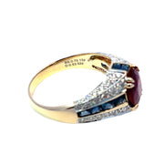 AIG Certified 14k Yellow Gold Ruby & Diamond Cocktail Ring