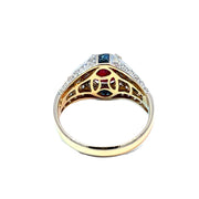 AIG Certified 14k Yellow Gold Ruby & Diamond Cocktail Ring