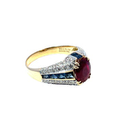 AIG Certified 14k Yellow Gold Ruby & Diamond Cocktail Ring