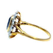 18k Yellow Gold 2.16 Carat Blue Sapphire & Diamond Ring