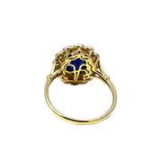 18k Yellow Gold 2.16 Carat Blue Sapphire & Diamond Ring