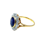 18k Yellow Gold 2.16 Carat Blue Sapphire & Diamond Ring