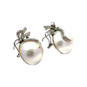 Silver Diamond & Large Pearl Earrings