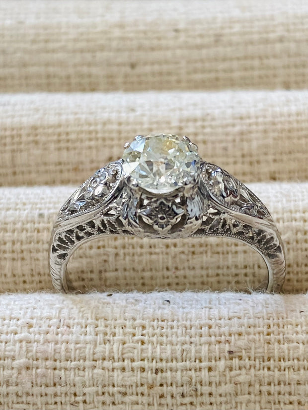 Estate Old European Cut Diamond Ring in 18K