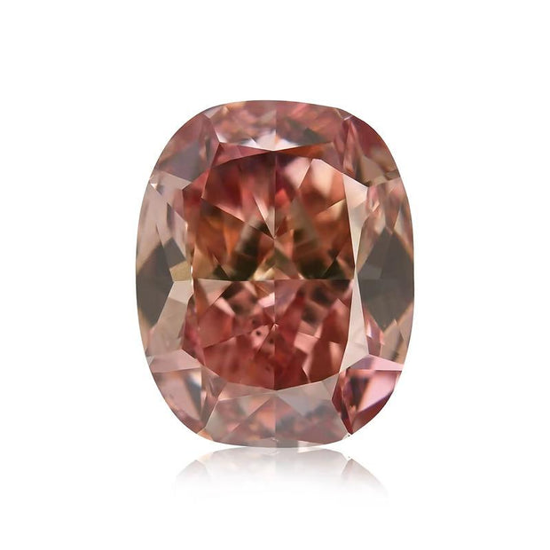 GIA Certified 0.11ct Fancy Brownish Orangy Pink Cushion Natural Diamond