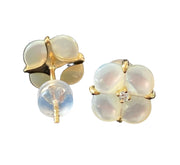 Mother Of Pearl Clover Natural Diamond Earring 18K Gold