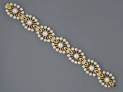 Mikimoto Yellow Gold 7 Floral Pearl Section links Bracelet