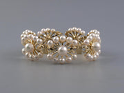 Mikimoto Yellow Gold 7 Floral Pearl Section links Bracelet