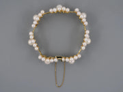 Mikimoto Yellow Gold 7 Floral Pearl Section links Bracelet
