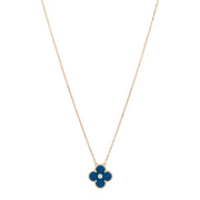 Blue Holiday Vintage Alhambra Diamond 18k Yellow Gold Necklace