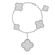 Van Cleef & Arpels 18k White Gold Diamond 5 Motifs  Magic Alhambra Bracelet