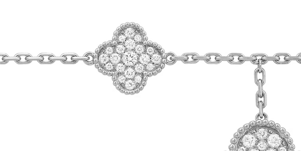 Van Cleef & Arpels 18k White Gold Diamond 5 Motifs  Magic Alhambra Bracelet