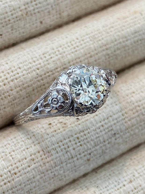 Estate Old European Cut Diamond Ring in 18K