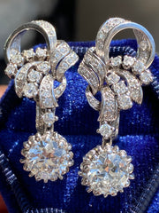 Antique 1920's GIA Certified 5.00CTW Old European Diamond Earrings