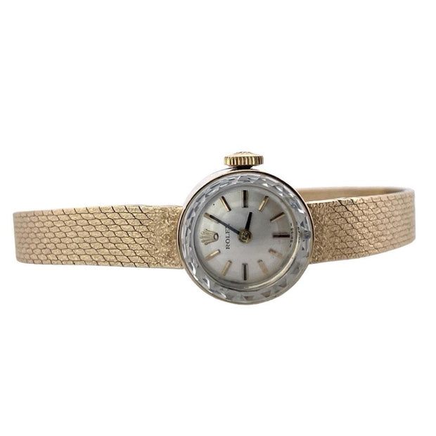 Beautiful 14K Yellow Gold Rolex Ladies Watch With Snake Skin Design Band