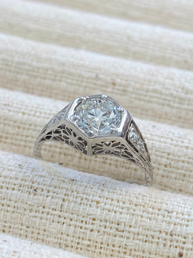 Estate Platinum Old Cut Diamond Ring