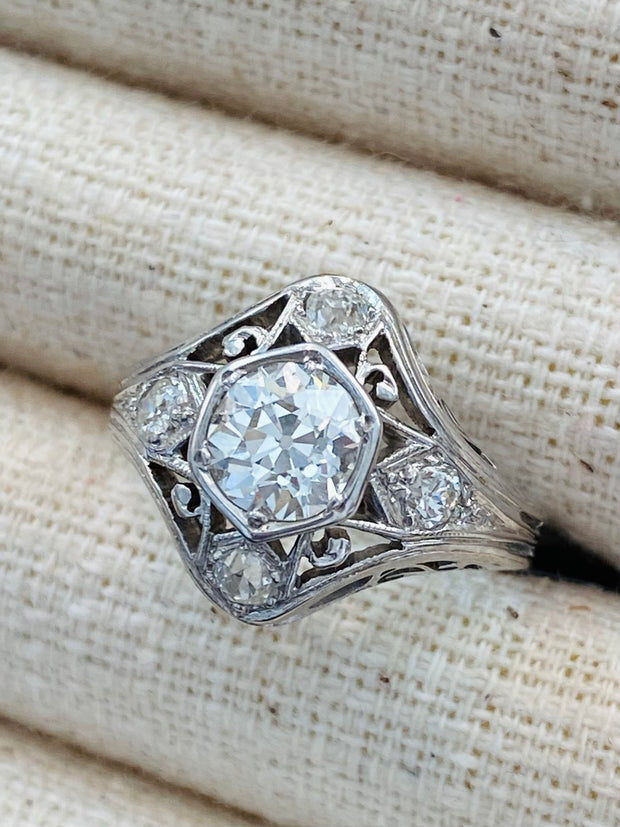 Vintage 1920’s Old European Diamond Ring in 18K