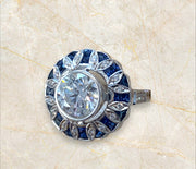2 Carat Vintage Style Sapphire Diamond Ring in 18K