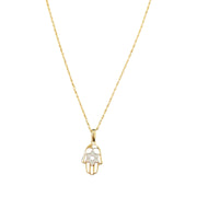 Star of David Hamsa Design Natural Diamond Necklace in 14K
