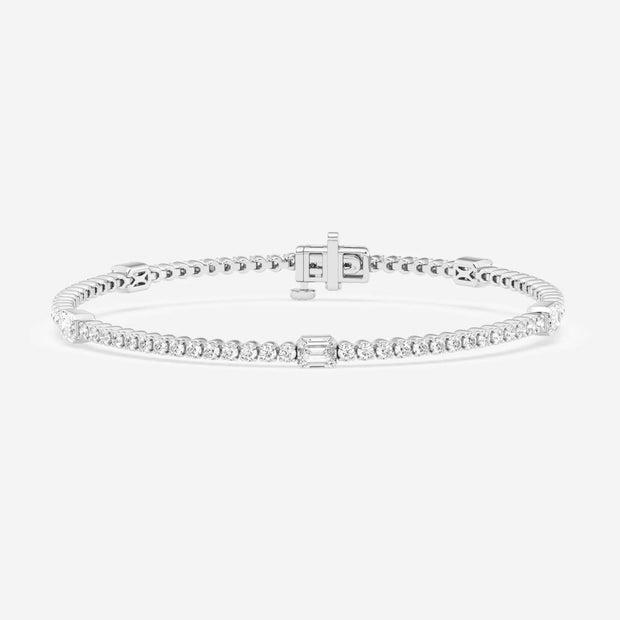 Emerald Lab Grown Diamond Five Stations Tennis Bracelet - 2 2/3 Total Carat Weight, 7 Inches