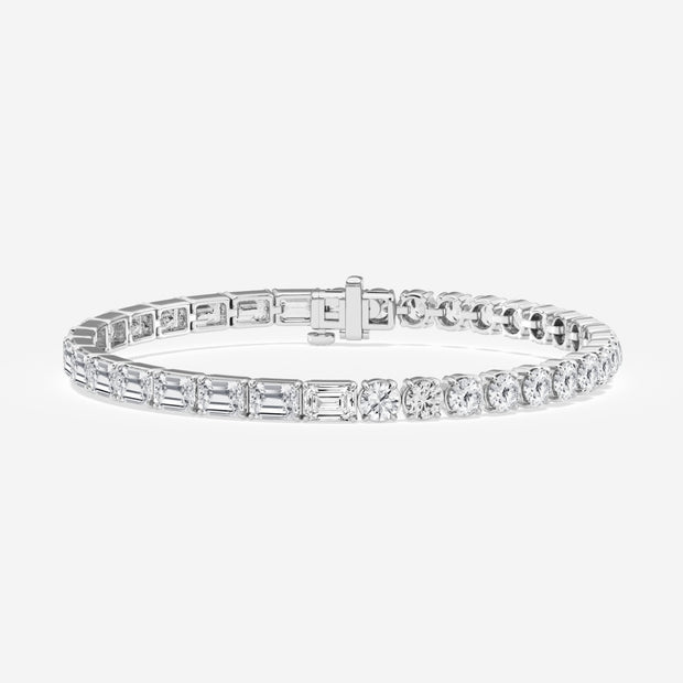 12.5 Total Carat Weight Emerald and Round Lab Grown Diamond Fashion Bracelet - 7 Inches