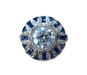 2 Carat Vintage Style Sapphire Diamond Ring in 18K