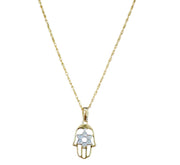 Star of David Hamsa Design Natural Diamond Necklace in 14K