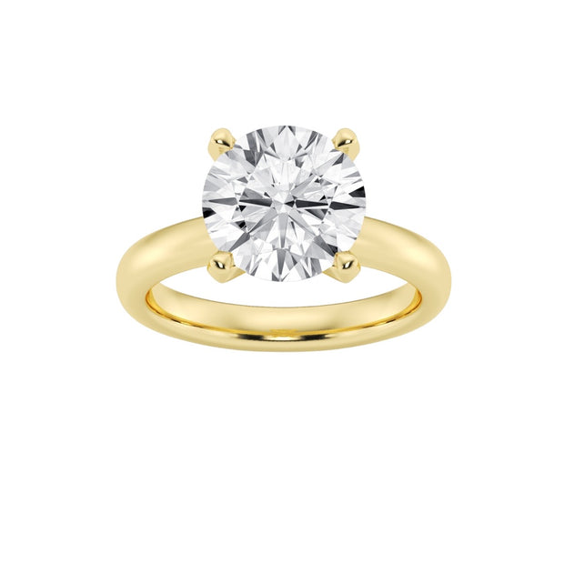 Classic 14k Gold Solitaire Engagement Ring - Round Lab Grown Diamond - 4 & 5 Carat