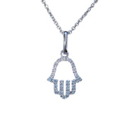 14K Hamsa Natural Diamond Necklace