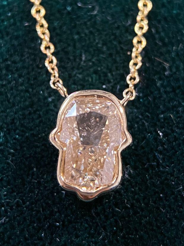 18K Yellow Gold Hamsa Diamond Pendant