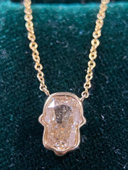 18K Yellow Gold Hamsa Diamond Pendant