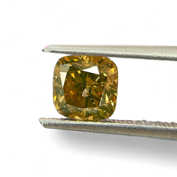 GIA Certified 1.52 ct Cushion Fancy Deep Brownish Orangy Yellow Natural Diamond