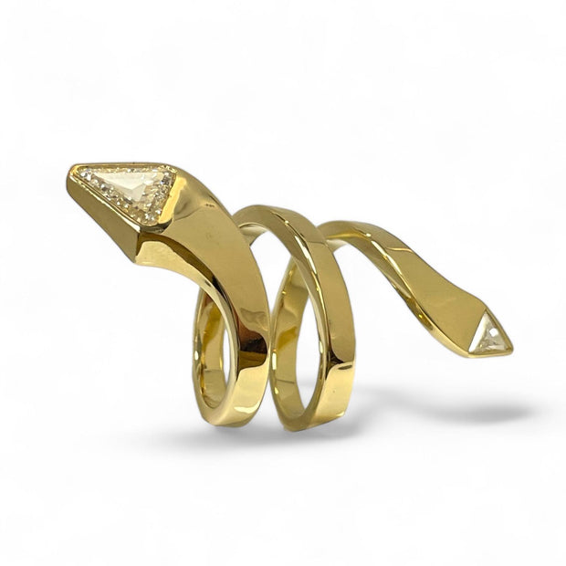 Luxurious 18K Gold Serpent Ring with GIA Certified Diamonds