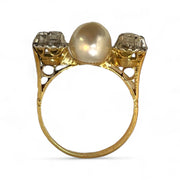 Timeless 18K Gold Ring with Pearl and Diamond Accents