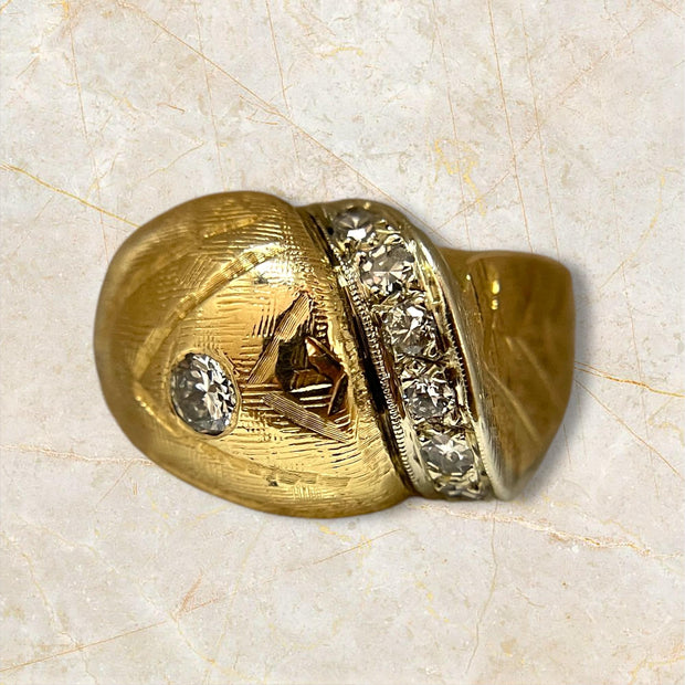 Bold Vintage Gold and Diamond Ring