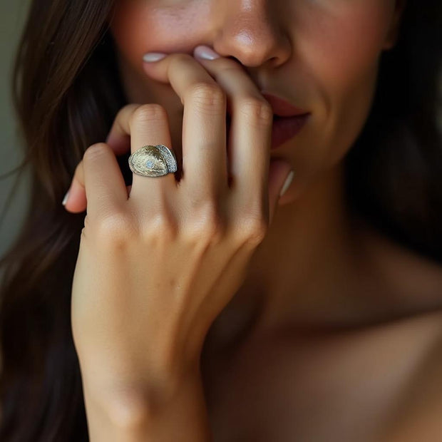 Bold Vintage Gold and Diamond Ring