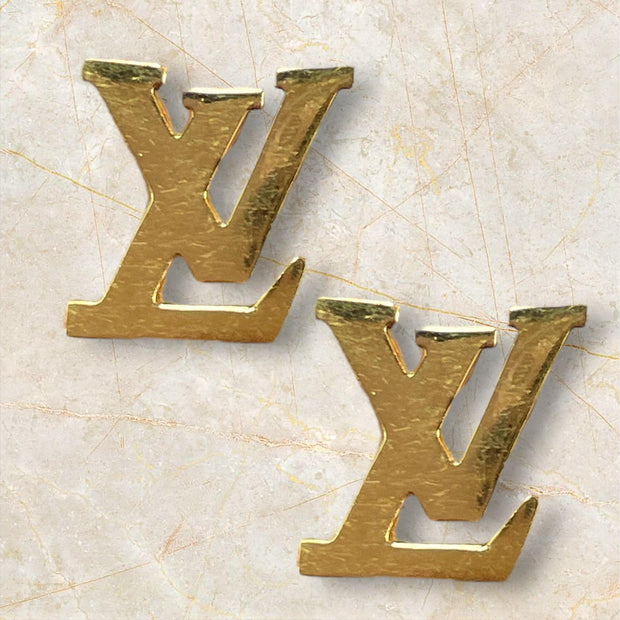 Luxurious Louis Vuitton Gold Cufflinks with Iconic "LV" Monogram