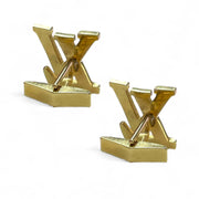 Luxurious Louis Vuitton Gold Cufflinks with Iconic "LV" Monogram