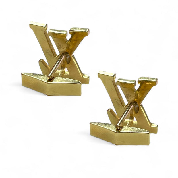 Luxurious Louis Vuitton Gold Cufflinks with Iconic "LV" Monogram