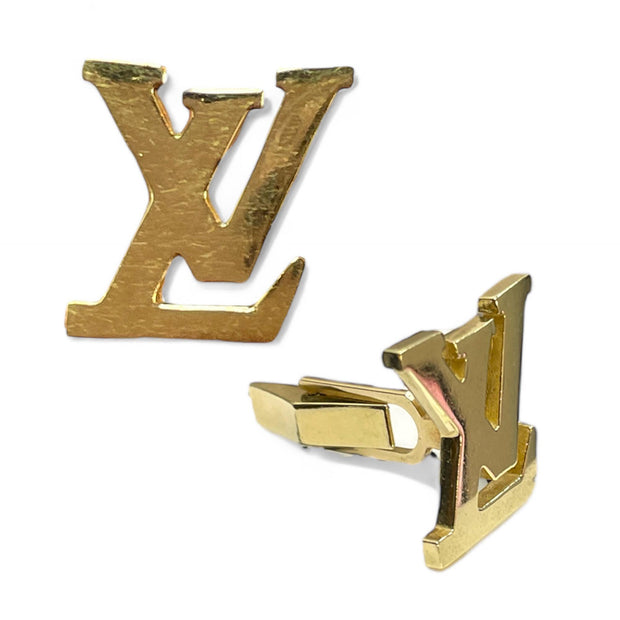 Luxurious Louis Vuitton Gold Cufflinks with Iconic "LV" Monogram