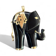 Vintage Onyx and Gold Elephant Pendant