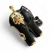 Vintage Onyx and Gold Elephant Pendant