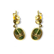 Elegant Carved Jade Gold Dangle Earrings