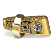 Modern 14K Yellow Gold Two Tone Ring with Diamonds and Silver Accent