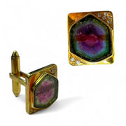 Watermelon Sapphire Cufflinks in 18K Yellow Gold